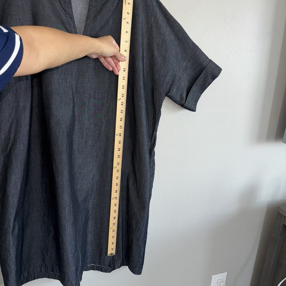 Ming Wang A Line Chambray Shift Dress Dark Denim Woman’s Sz L Cotton Gray Black - Picture 10 of 10